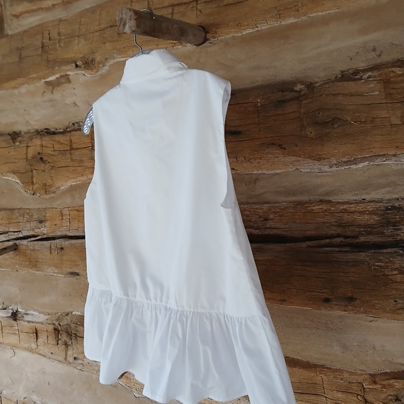 Maye White Sleeveless Button Down Shirt Large - Picture 6 of 9